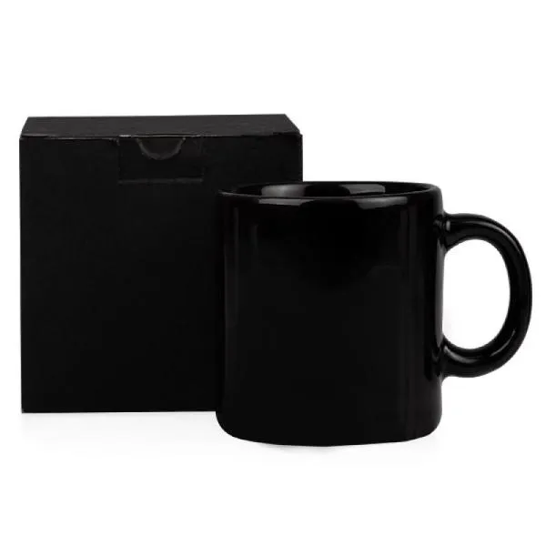 Caneca personalizada em cerâmica na cor preta capacidade 270 ml
