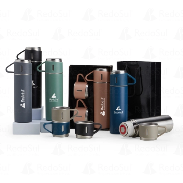 RD 7618639 Kit-Kit de garrafa térmica personalizado 450 ml com duas tampas extras