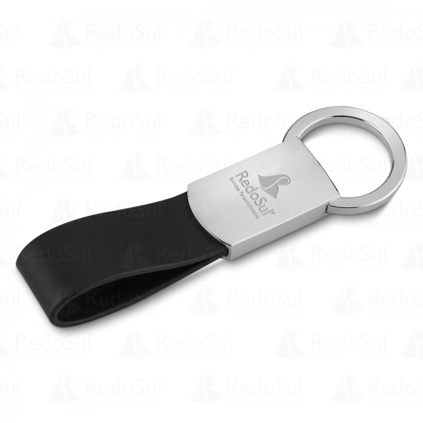 Chaveiro Personalizado Metálico com Couro Sintético