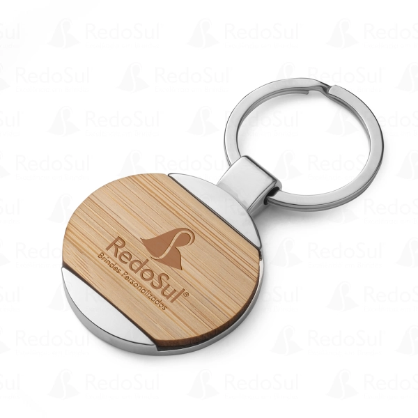 Chaveiro de Metal e Bambu personalizado