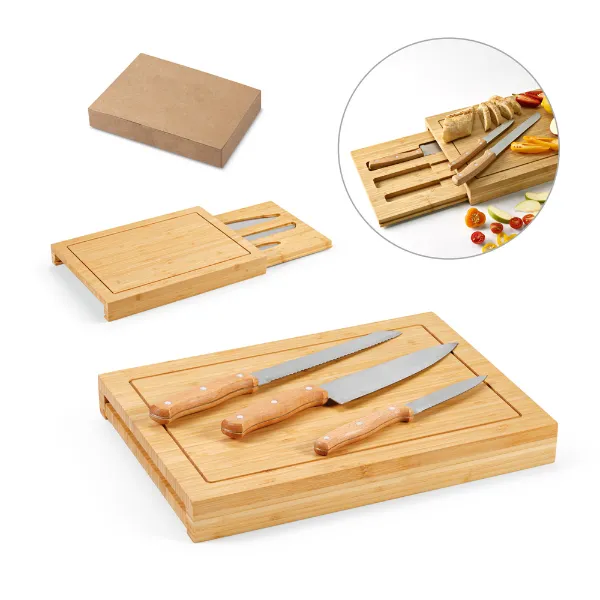 kit churrasco personalizado com 2 de tábuas em bambu com 3 facas inclusas